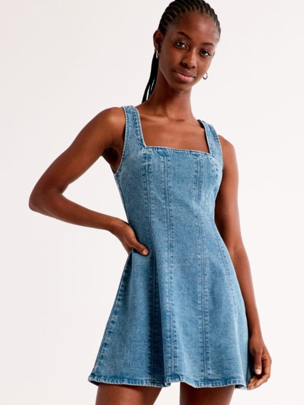 Women's Abercrombie Denim Squareneck Mini Dress - Picture 5 of 5